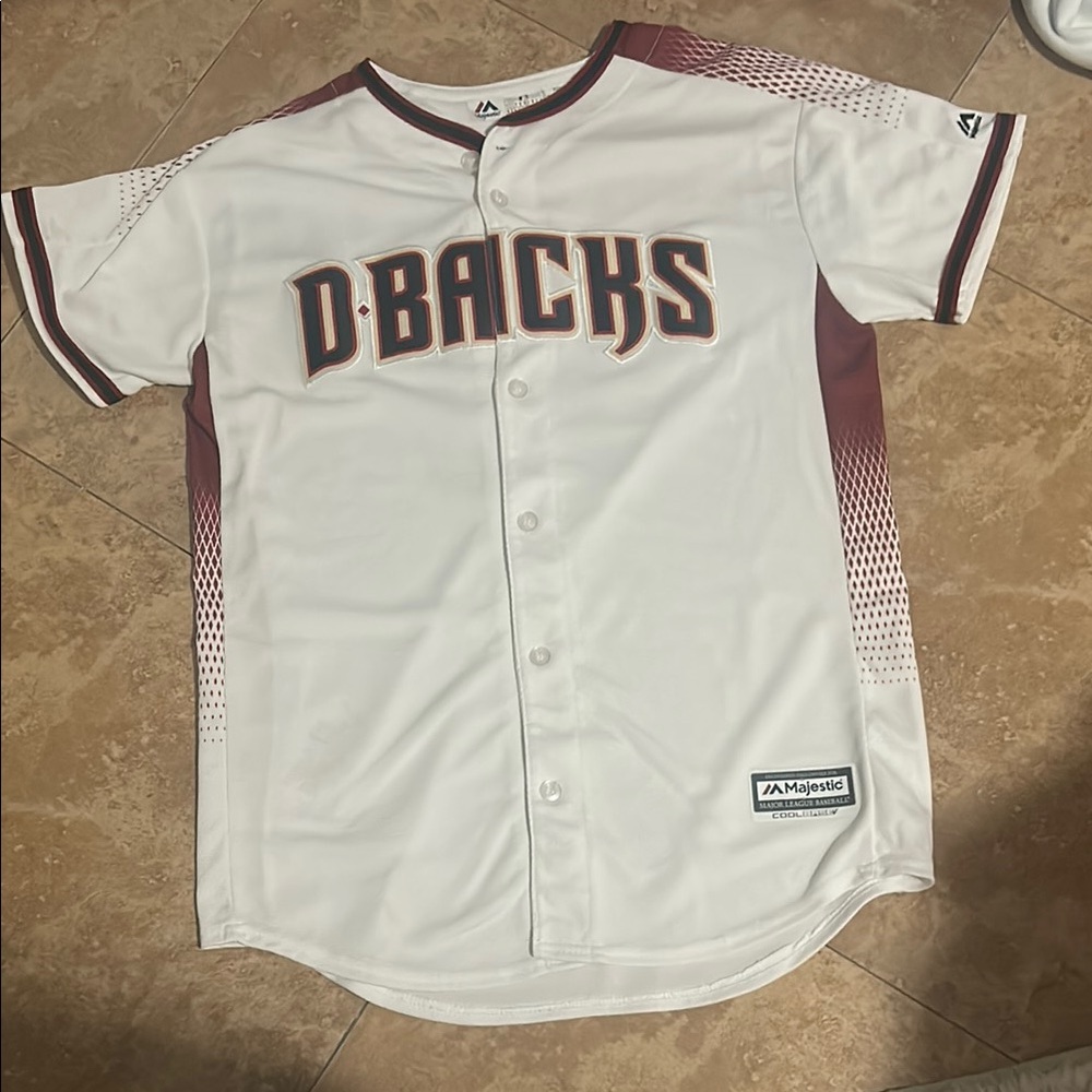 Majestic White and Maroon Kids D-Backs Jersey